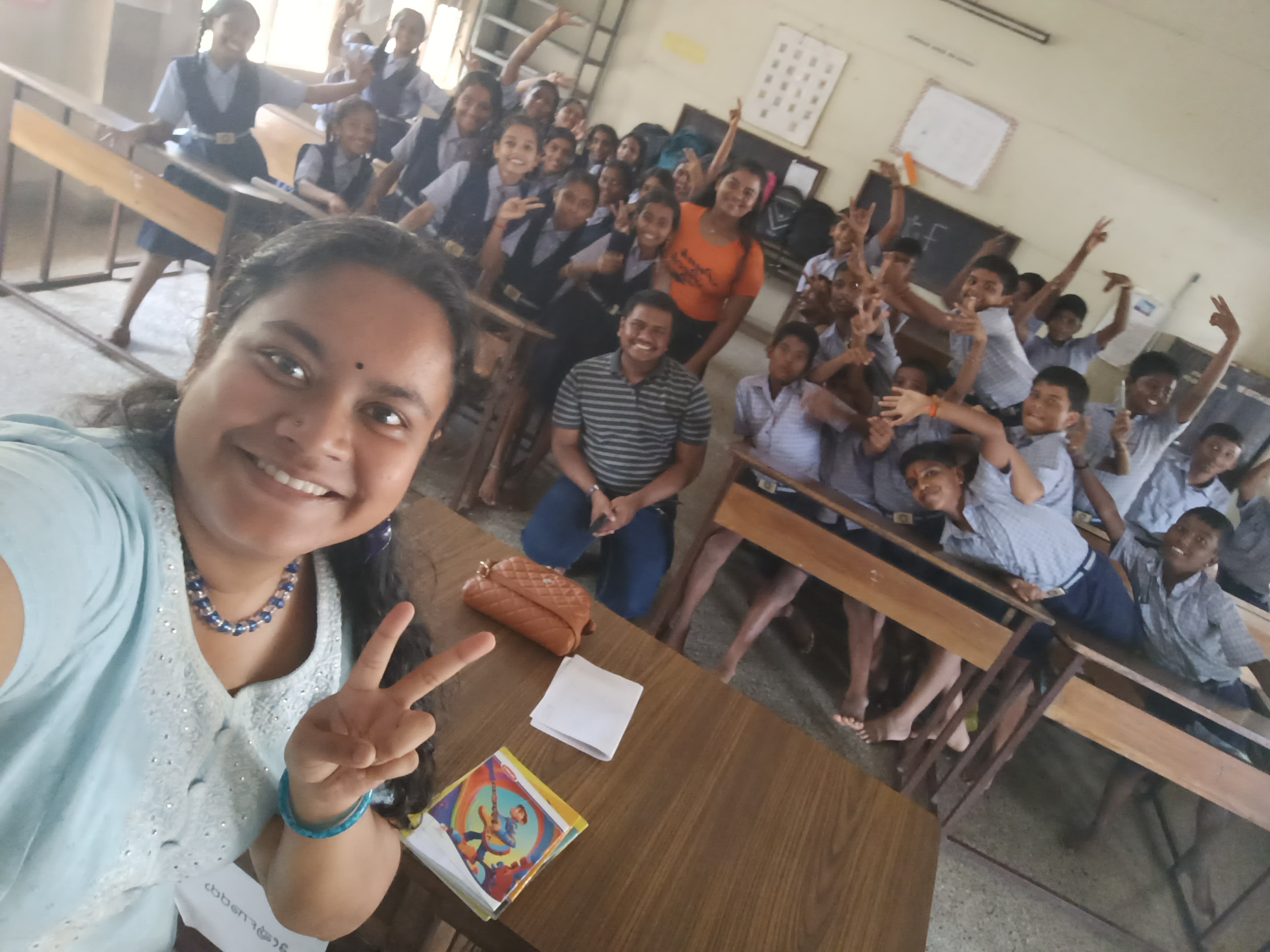 Our SENA Surathkal Volunteers with the students of Kannada Medium School