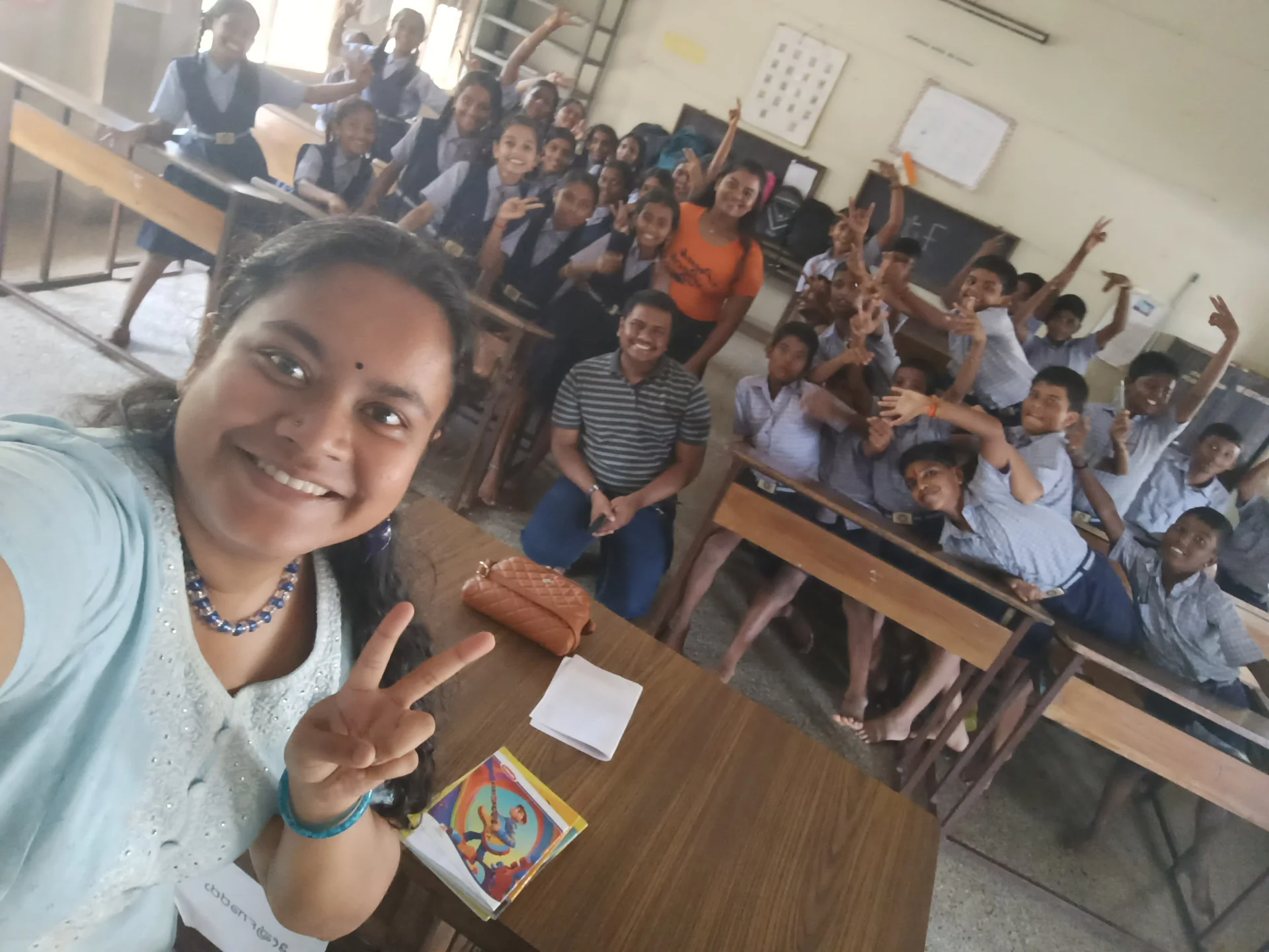 Our SENA Surathkal Volunteers with the students of Kannada Medium School